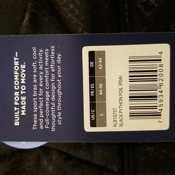 💕MARIKA💕 Black Python Foil Lacey Racerback Sports Bra ~ Animal Print Large NWT - Picture 9 of 10